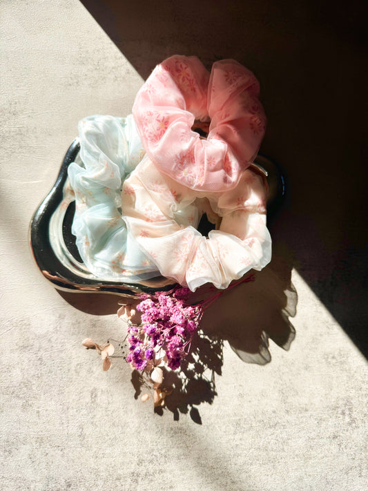 Sheer Floral Scrunchie 3 Pack