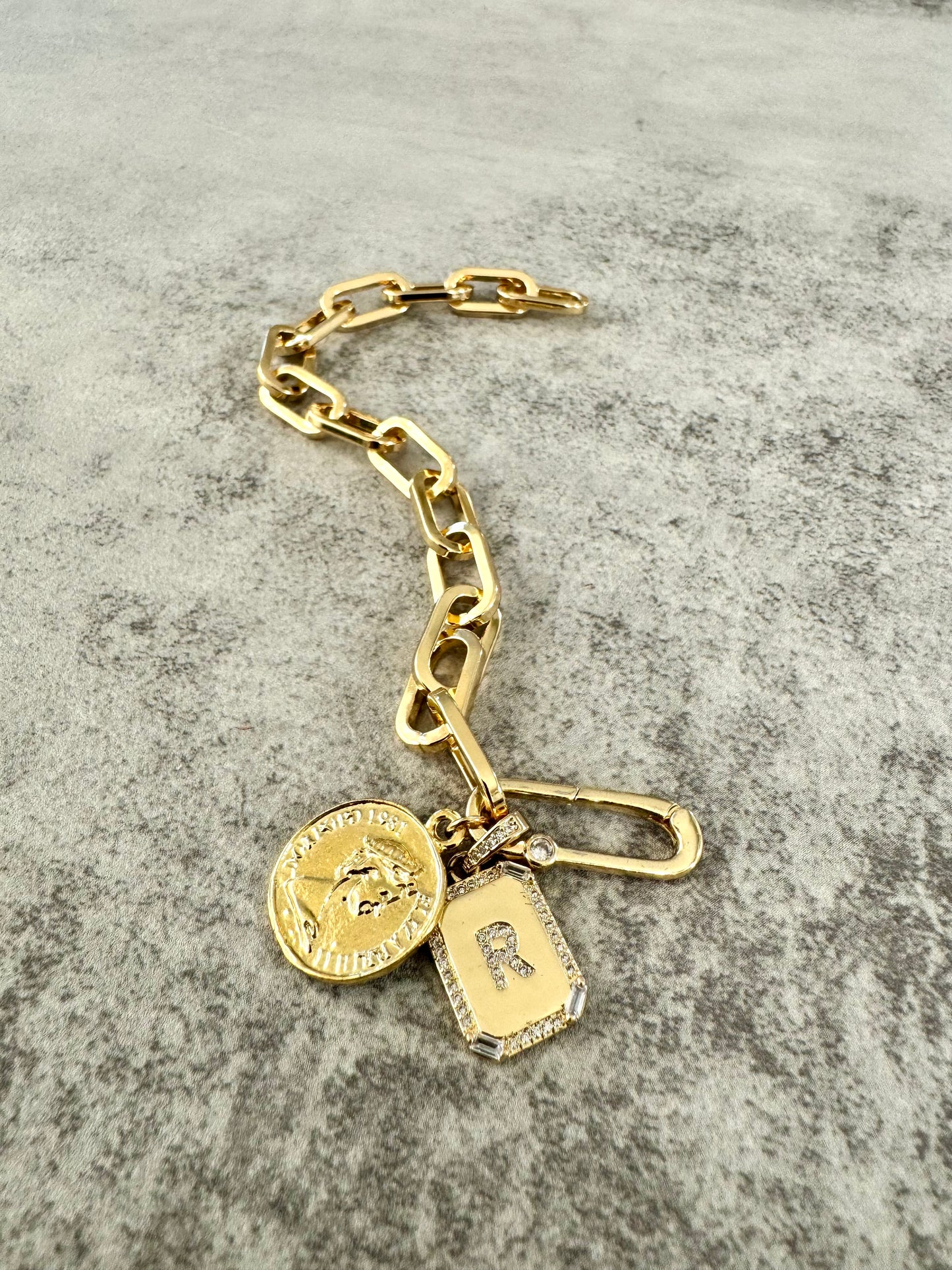 Queen Elizabeth Carabiner Charm Bracelet