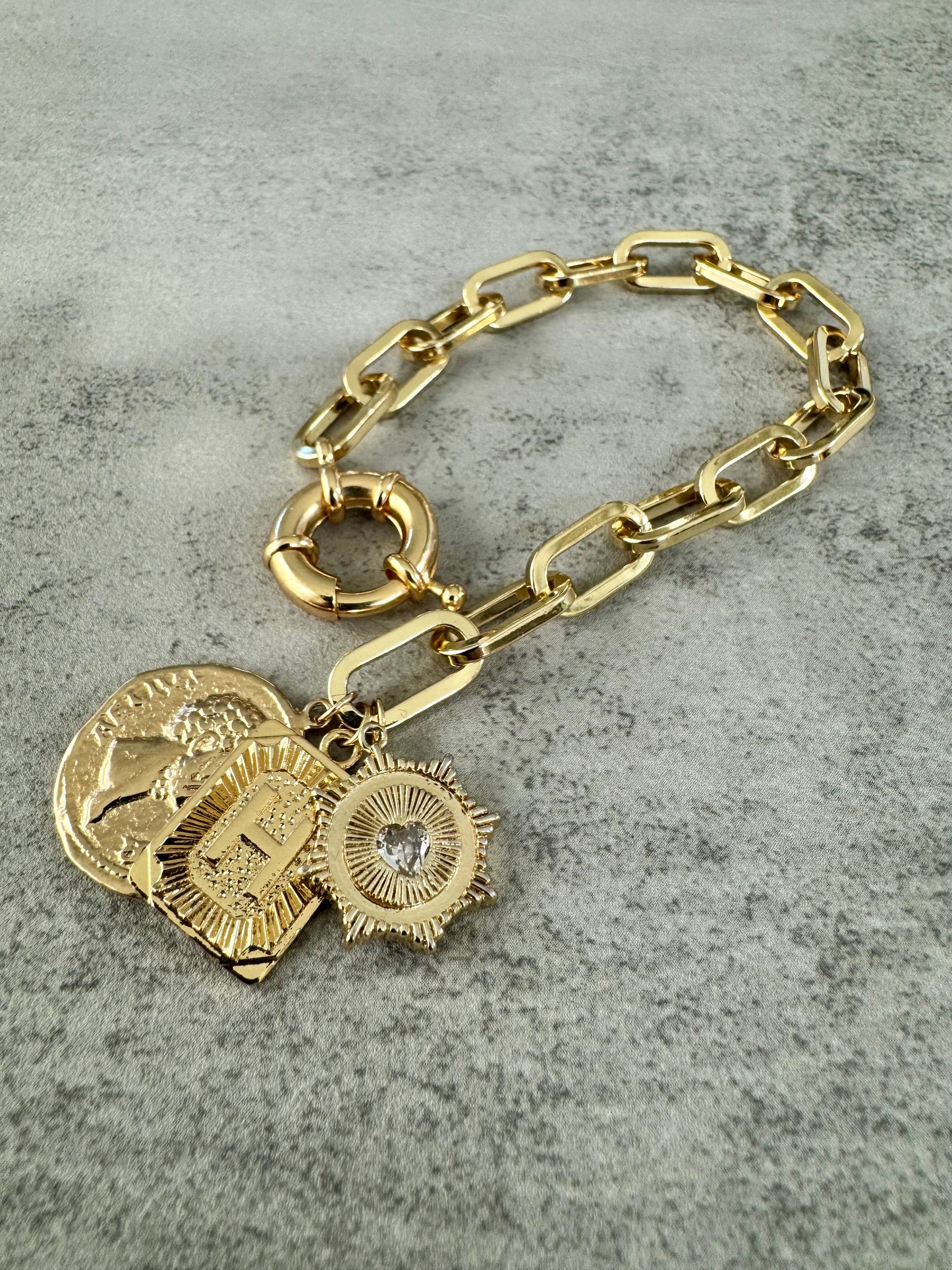 Medallion Paperlink Charm Bracelet