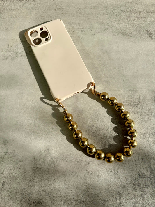 Beige Silicon Case with Gold Balled Bracelet