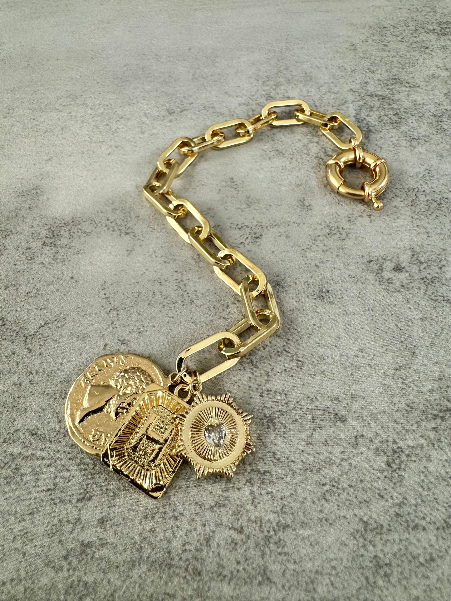 Medallion Paperlink Charm Bracelet