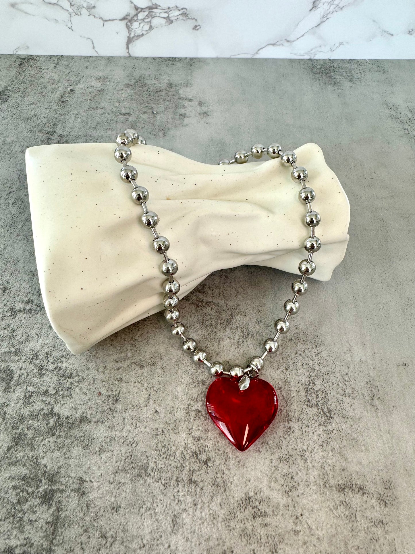 Red Bubble Heart Necklace