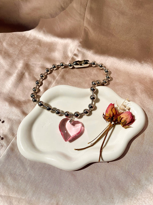 Pink Heart Balled Choker