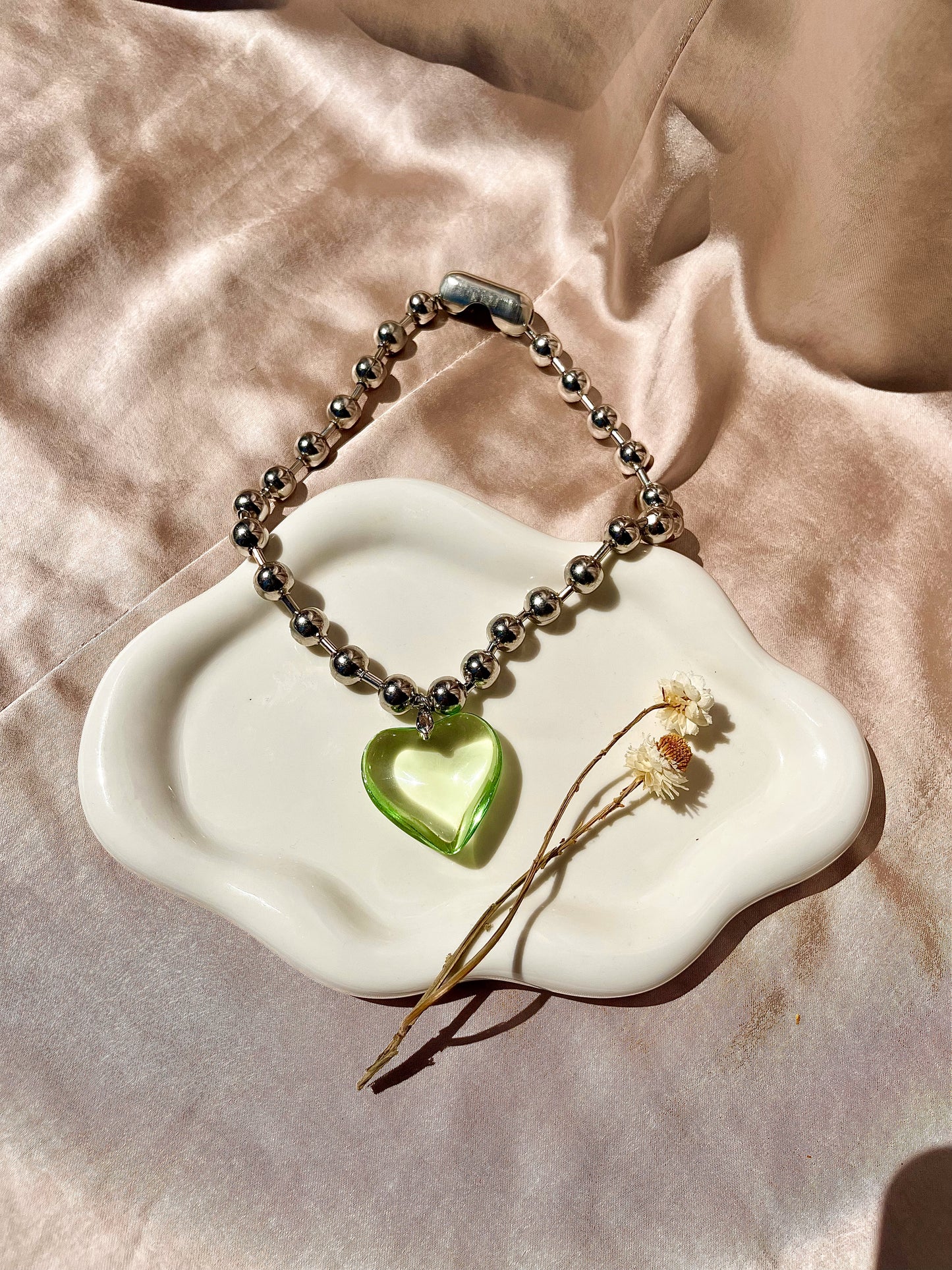 Green Heart Chunky Balled Chain