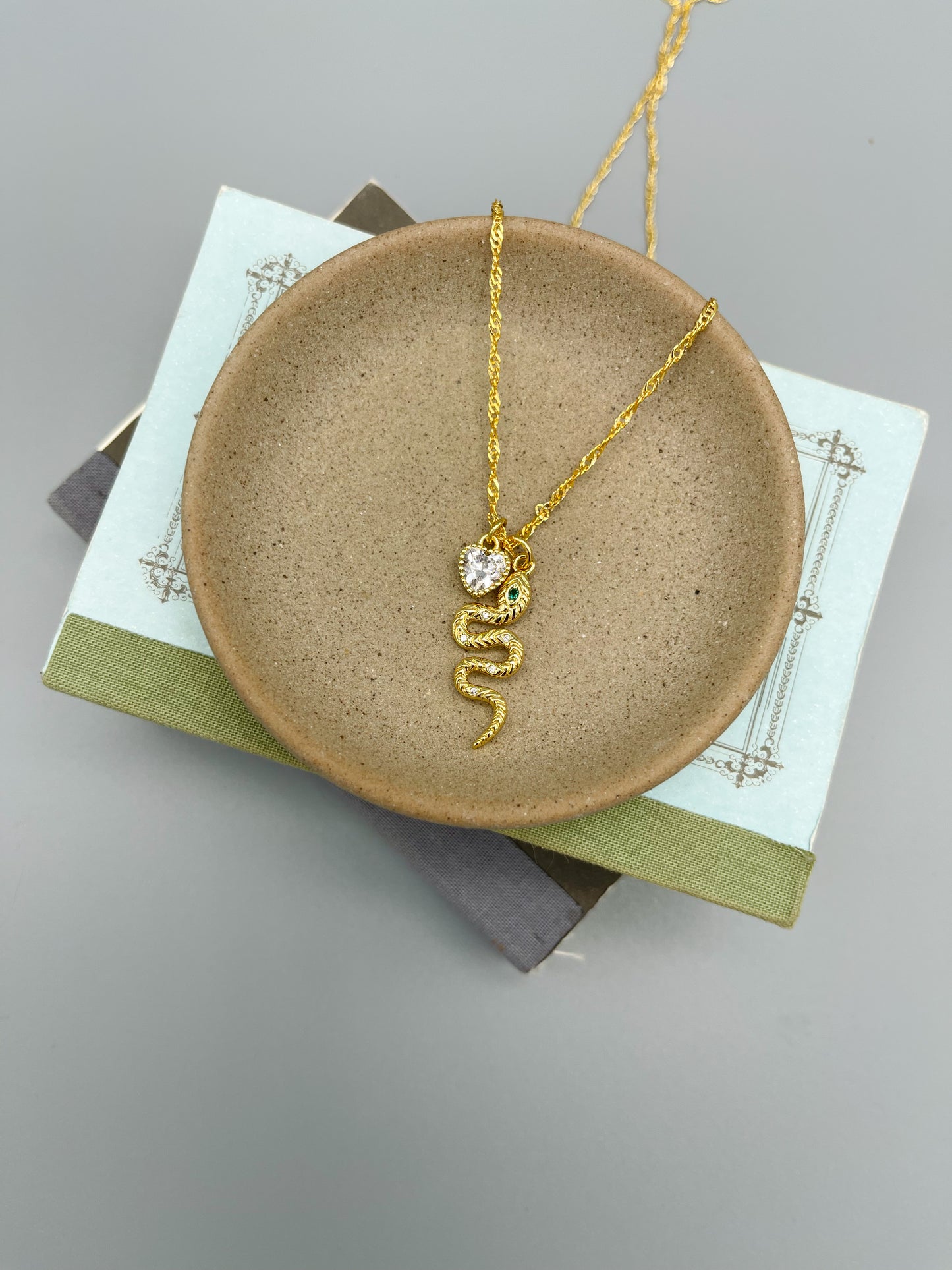 Snake And Heart Necklace