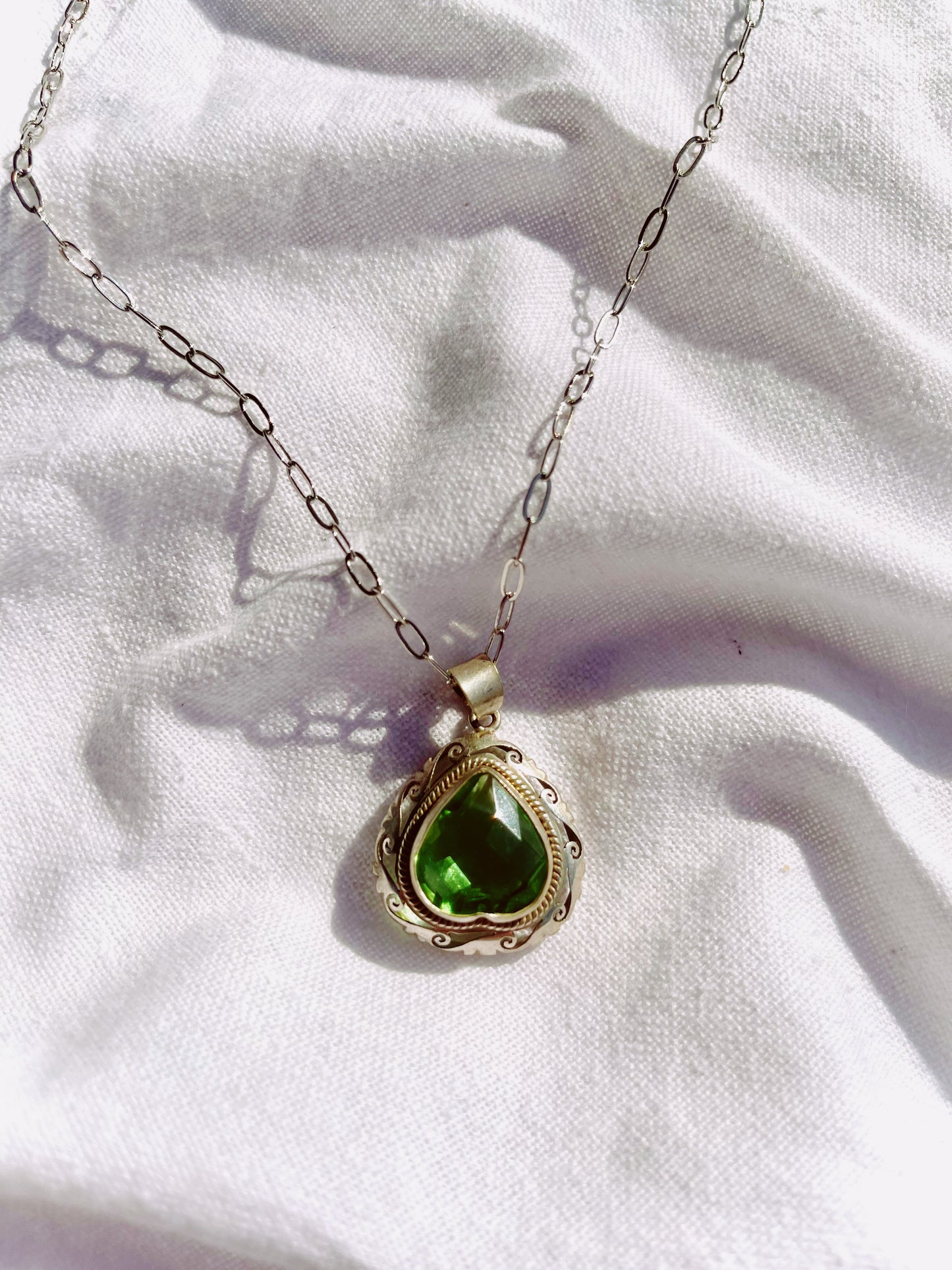 Green Heart Gem Necklace