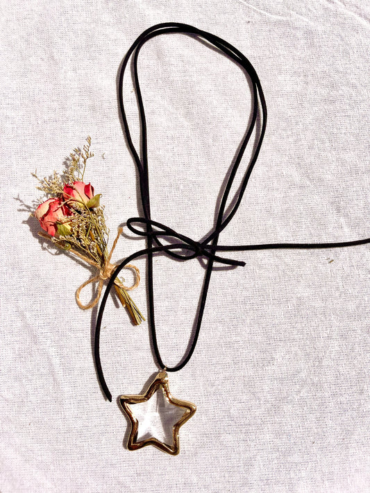 Gold Glass Star Wrapped Necklace