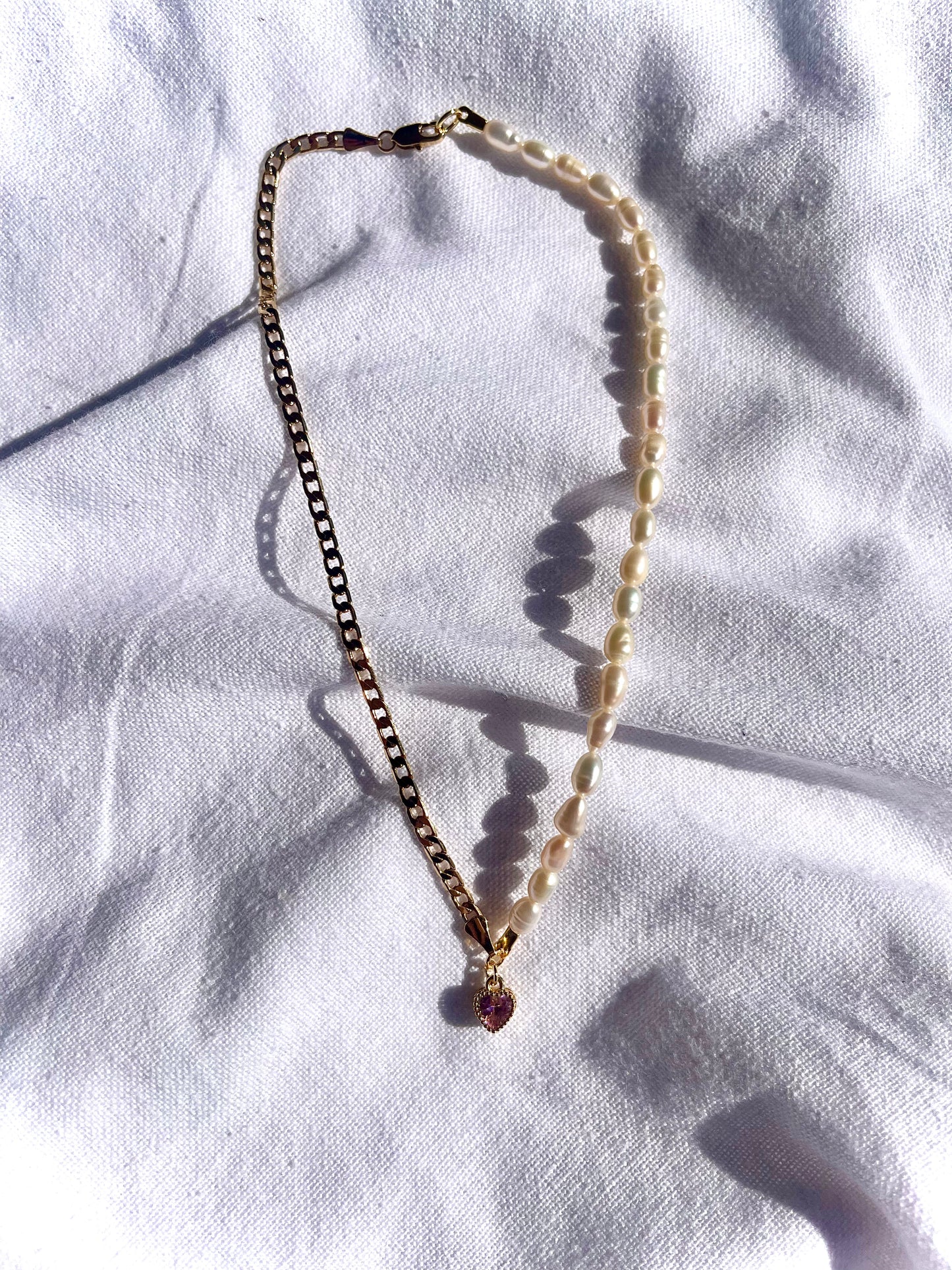 Pearl And Chain Heart Pendant