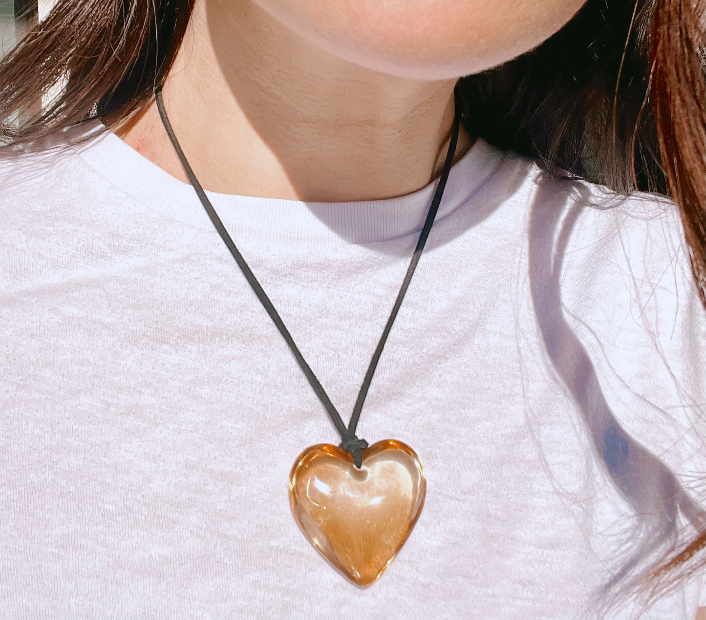 Double Wrap Brown Heart Necklace