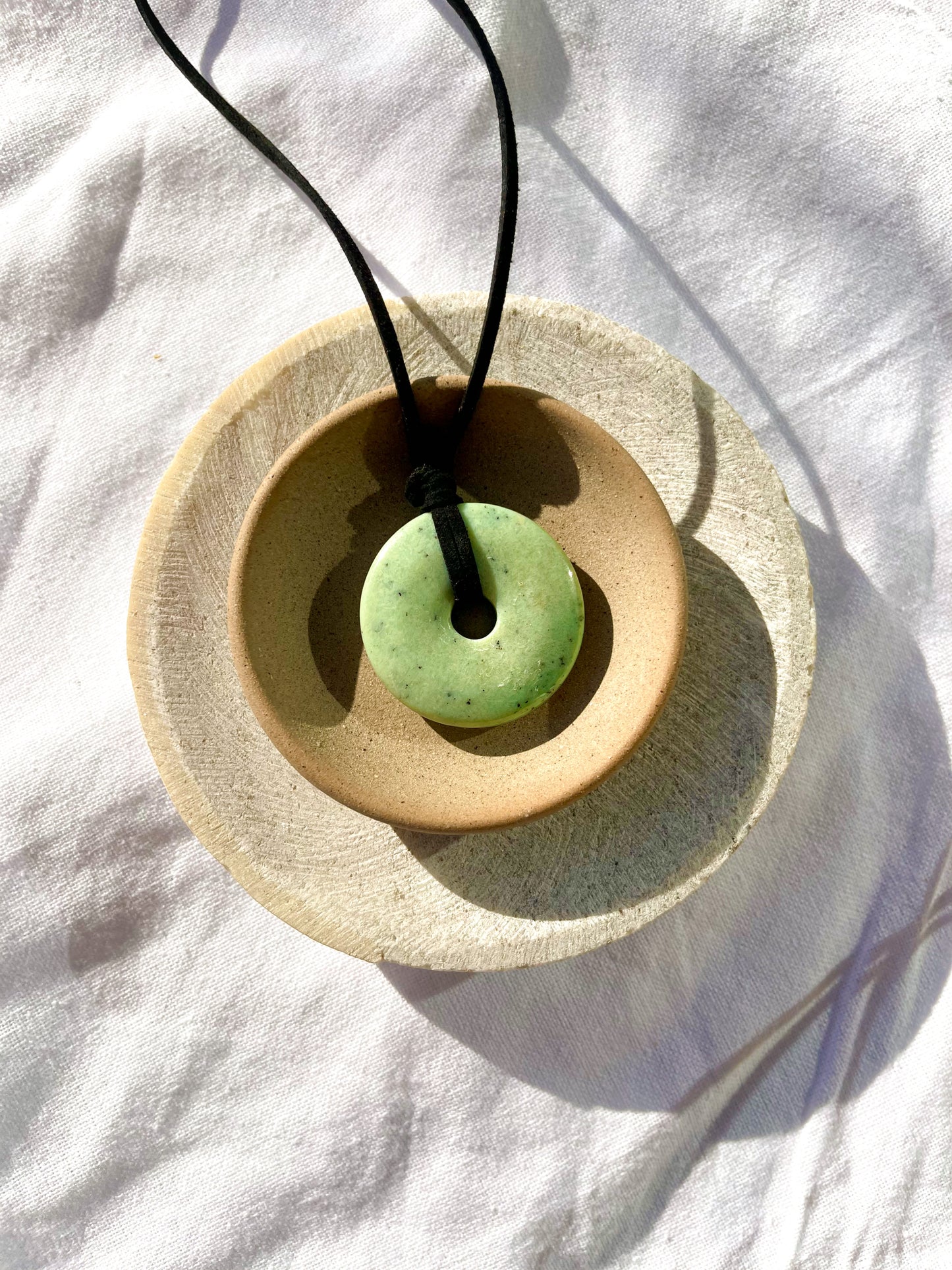 Green Disc Choker w Black Cord