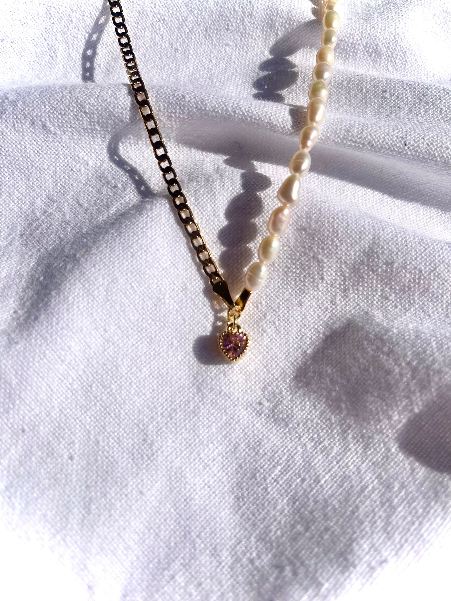 Pearl And Chain Heart Pendant