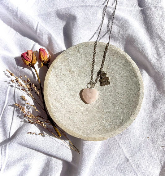 Blush Heart And Bear Pendant