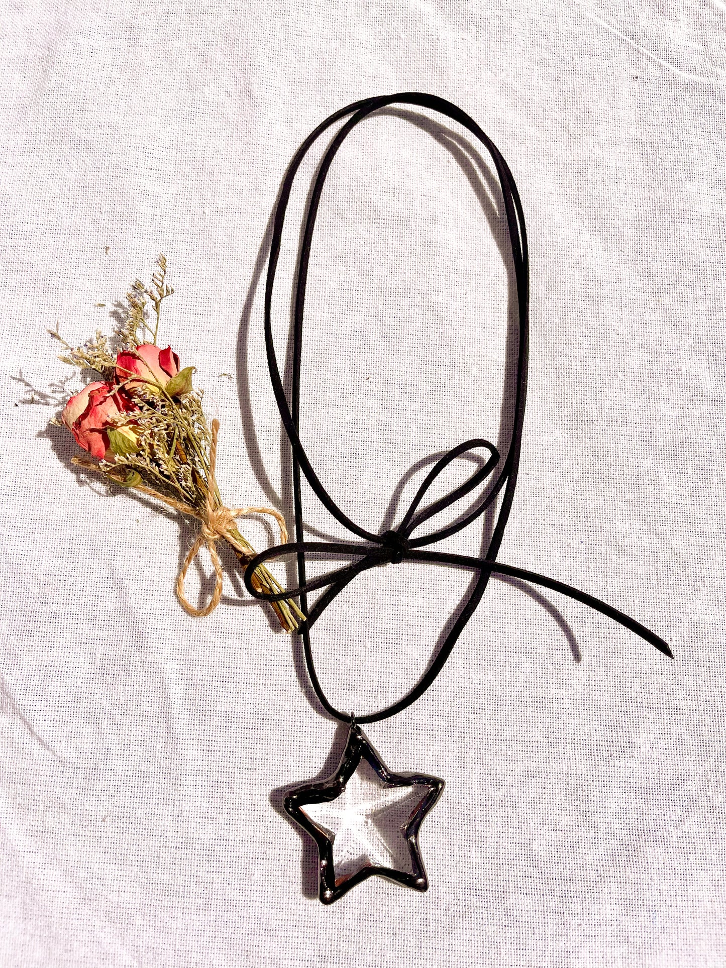 Black Glass Star Wrap Necklace