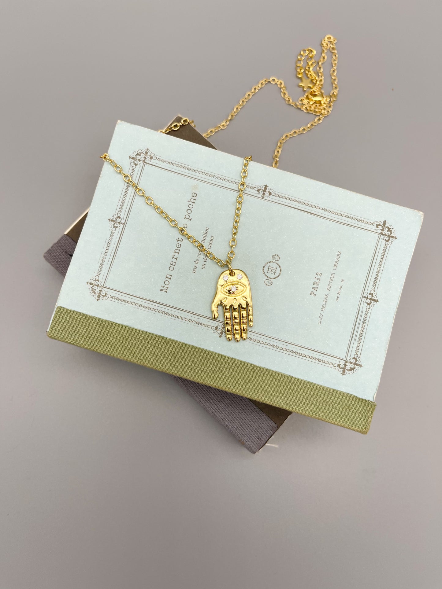 Rhinestone Hamsa Pendant Necklace