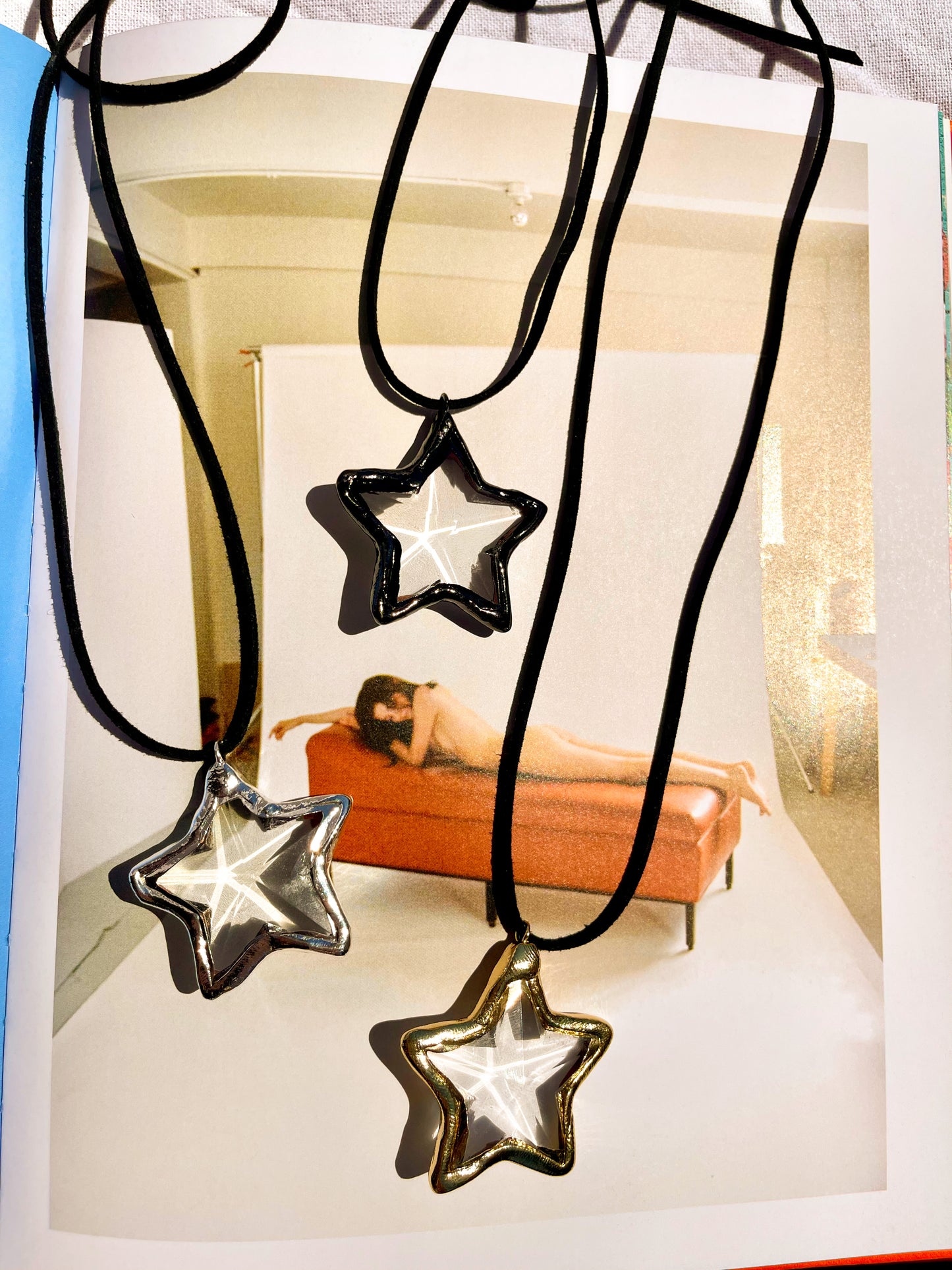 Gold Glass Star Wrapped Necklace