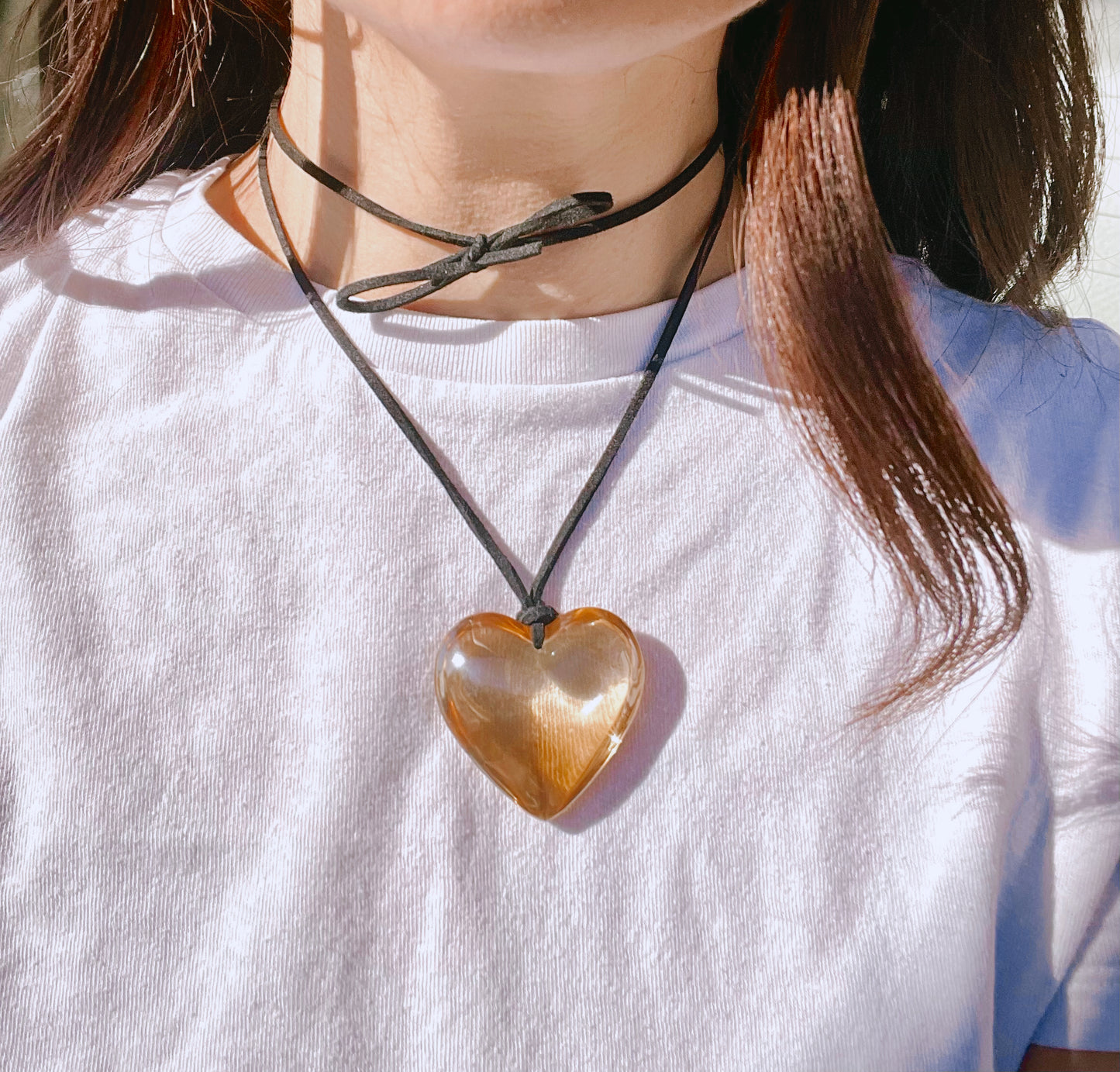 Double Wrap Brown Heart Necklace