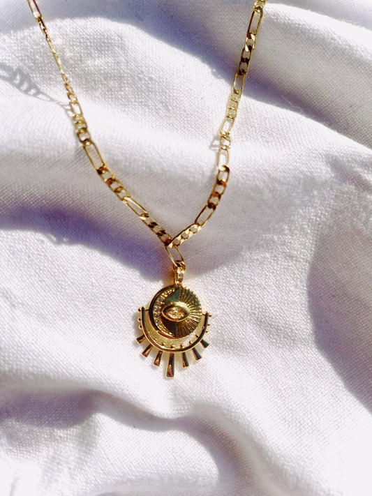 Moon Starburst Evil Eye Necklace