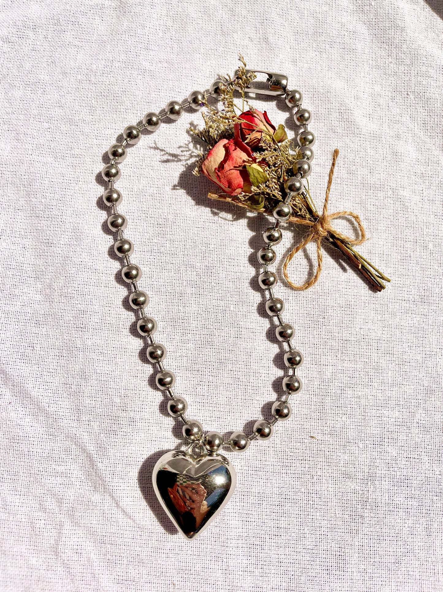 Large Bubble Heart with Balled Chain